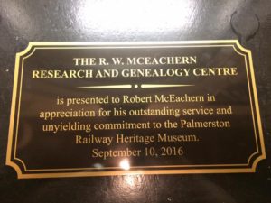 r.w. mceachern research and genealogy centre plaque